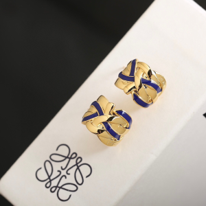 Loewe Nest Small Hoop Earrings Gold Blue