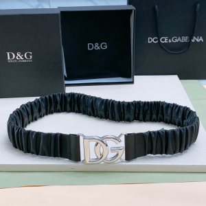 Dolce Gabbana DG Logo Gathered Ruched Leather Cintura Logata Belt Black 40MM Dolce Gabbana DG Logo Gathered Ruched Leather Cintura Logata Belt Black 40MM