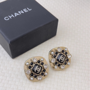 Chanel Crystals CC Square Earrings