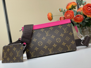 Louis Vuitton Gaston Wearable Wallet with Shoulder Strap Fuchsia Taiga Leather and Monogram Canvas Louis Vuitton Gaston Wearable Wallet with Shoulder Strap Fuchsia Taiga Leather and Monogram Canvas