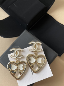 Chanel CC Logo Heart Pendant Earrings