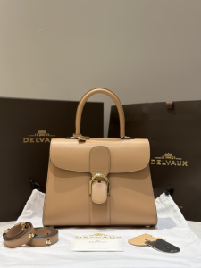 Delvaux Medium Brillant Satchel Box Calfskin Top Handle Shoulder Bag Tan Delvaux Medium Brillant Satchel Box Calfskin Top Handle Shoulder Bag Tan