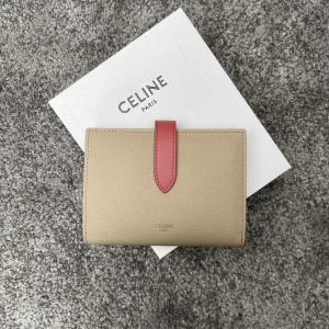 Celine Medium Strap Wallet Beige Grained Calfskin Celine Medium Strap Wallet Beige Grained Calfskin