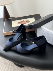 Chanel Blue Satin Mary Jane Pumps