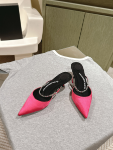 Alexander Wang DELPHINE LOGO STRAP Satin Heeled MULE Fuchsia 55MM Alexander Wang DELPHINE LOGO STRAP Satin Heeled MULE Fuchsia 55MM