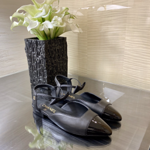 Chanel Black Leather Ballet Flat