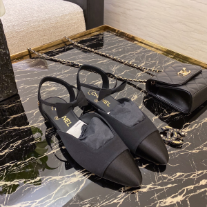 Chanel Black Satin Ballet Flat