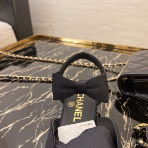 Chanel Black Satin Ballet Flat