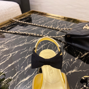 Chanel Gold Leather Ballet Flat