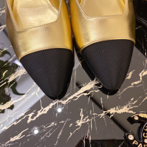 Chanel Gold Leather Ballet Flat