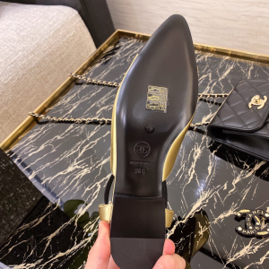 Chanel Gold Leather Ballet Flat