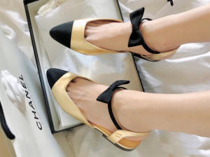 Chanel Gold Leather Ballet Flat