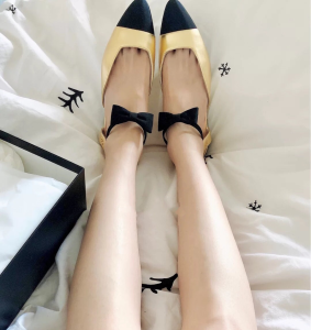 Chanel Gold Leather Ballet Flat