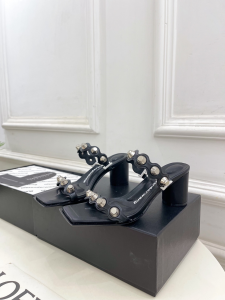 Alexander Wang Black Leather Riot Studded Gladiator Heeled Sandals 65MM Alexander Wang Black Leather Riot Studded Gladiator Heeled Sandals 65MM