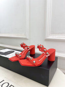 Alexander Wang Red Leather Riot Studded Gladiator Heeled Sandals 65MM Alexander Wang Red Leather Riot Studded Gladiator Heeled Sandals 65MM