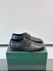 Bottega Veneta Roma Lace Up Black Shiny Woven Leather Derby Shoes Bottega Veneta Roma Lace Up Black Shiny Woven Leather Derby Shoes