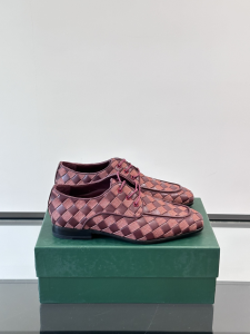 Bottega Veneta Roma Lace Up Burgundy Leather and Canvas Derby Shoes Bottega Veneta Roma Lace Up Burgundy Leather and Canvas Derby Shoes