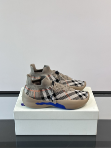 Burberry Check Knit Neptune Sneakers Gray Burberry Check Knit Neptune Sneakers Gray