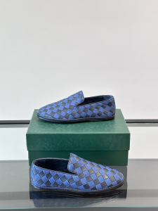 Bottega Veneta Sunday Slip On Loafers Blue Leather and Denim Fabric Bottega Veneta Sunday Slip On Loafers Blue Leather and Denim Fabric
