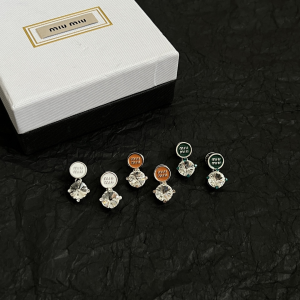 Miu Miu Caramel Metal Earrings With Crystals Miu Miu Caramel Metal Earrings With Crystals