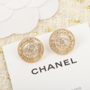 Chanel Crystal CC Round Earrings