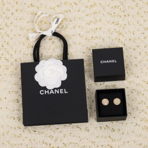 Chanel Crystal CC Round Earrings