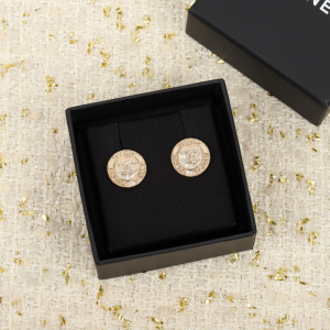 Chanel Crystal CC Round Earrings