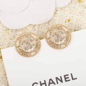 Chanel Crystal CC Round Earrings