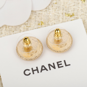 Chanel Crystal CC Round Earrings