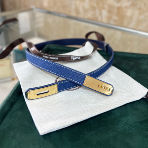 Hermes Kelly Jean Denim Blue Belt 18MM