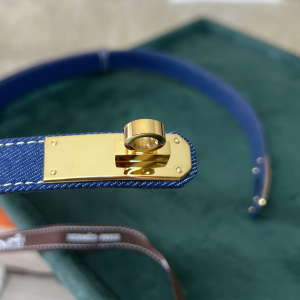 Hermes Kelly Jean Denim Blue Belt 18MM