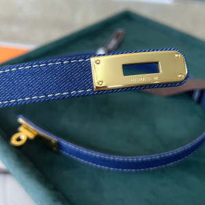 Hermes Kelly Jean Denim Blue Belt 18MM
