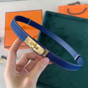 Hermes Kelly Jean Denim Blue Belt 18MM