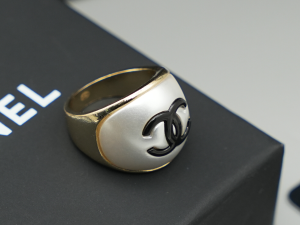 Chanel CC Logo White Pearly Rings