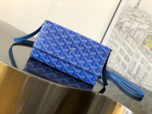 Goyard Goyardine Varenne Continental Wallet Shoulder Bag Blue Goyard Goyardine Varenne Continental Wallet Shoulder Bag Blue
