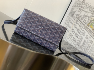 Goyard Goyardine Varenne Continental Wallet Shoulder Bag Blue Goyard Goyardine Varenne Continental Wallet Shoulder Bag Blue