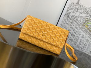 Goyard Goyardine Varenne Continental Wallet Shoulder Bag Yellow Goyard Goyardine Varenne Continental Wallet Shoulder Bag Yellow
