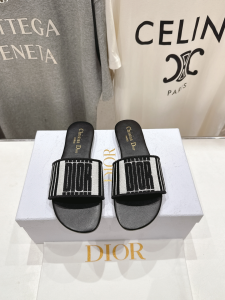 Dior Dway Flat Slide Sandals Black