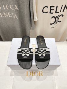 Dior Dway Flat Slide Sandals Black
