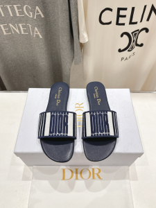 Dior Dway Flat Slide Sandals Blue