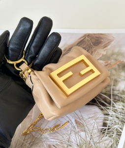 Fendi Nano Mamma Baguette Charms Beige Nappa Leather Fendi Nano Mamma Baguette Charms Beige Nappa Leather