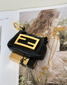 Fendi Nano Mamma Baguette Charms Black Nappa Leather Fendi Nano Mamma Baguette Charms Black Nappa Leather