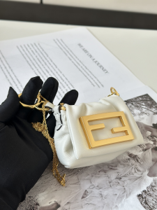 Fendi Nano Mamma Baguette Charms White Nappa Leather Fendi Nano Mamma Baguette Charms White Nappa Leather