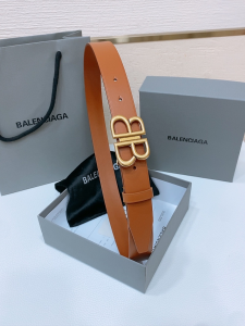 Balenciaga BB Signature Buckle Brown Leather Belt 30MM Balenciaga BB Signature Buckle Brown Leather Belt 30MM