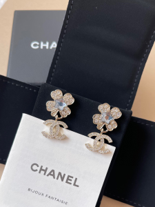 Chanel Crystal CC Flower Earrings