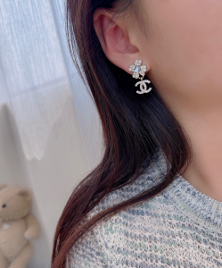 Chanel Crystal CC Flower Earrings