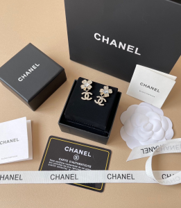 Chanel Crystal CC Flower Earrings