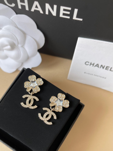 Chanel Crystal CC Flower Earrings