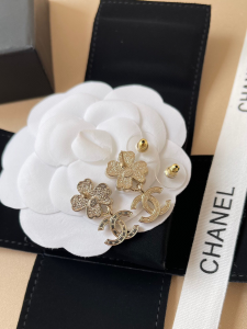 Chanel Crystal CC Flower Earrings