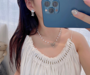 Chanel Crystal CC Flower Earrings